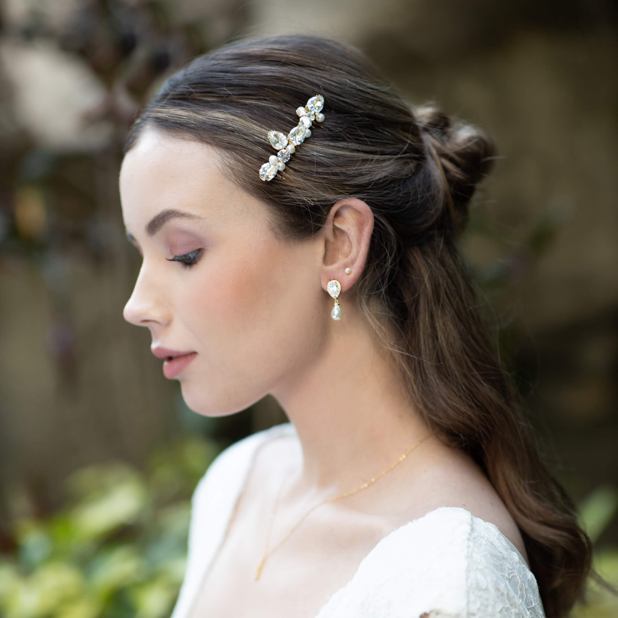 Jules Bridal - Celeste, Crystal Hair Comb with Pearls in Gold