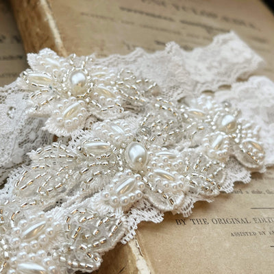Jules Bridal - Dordi, Lace Beaded Floral Detail Garter Set