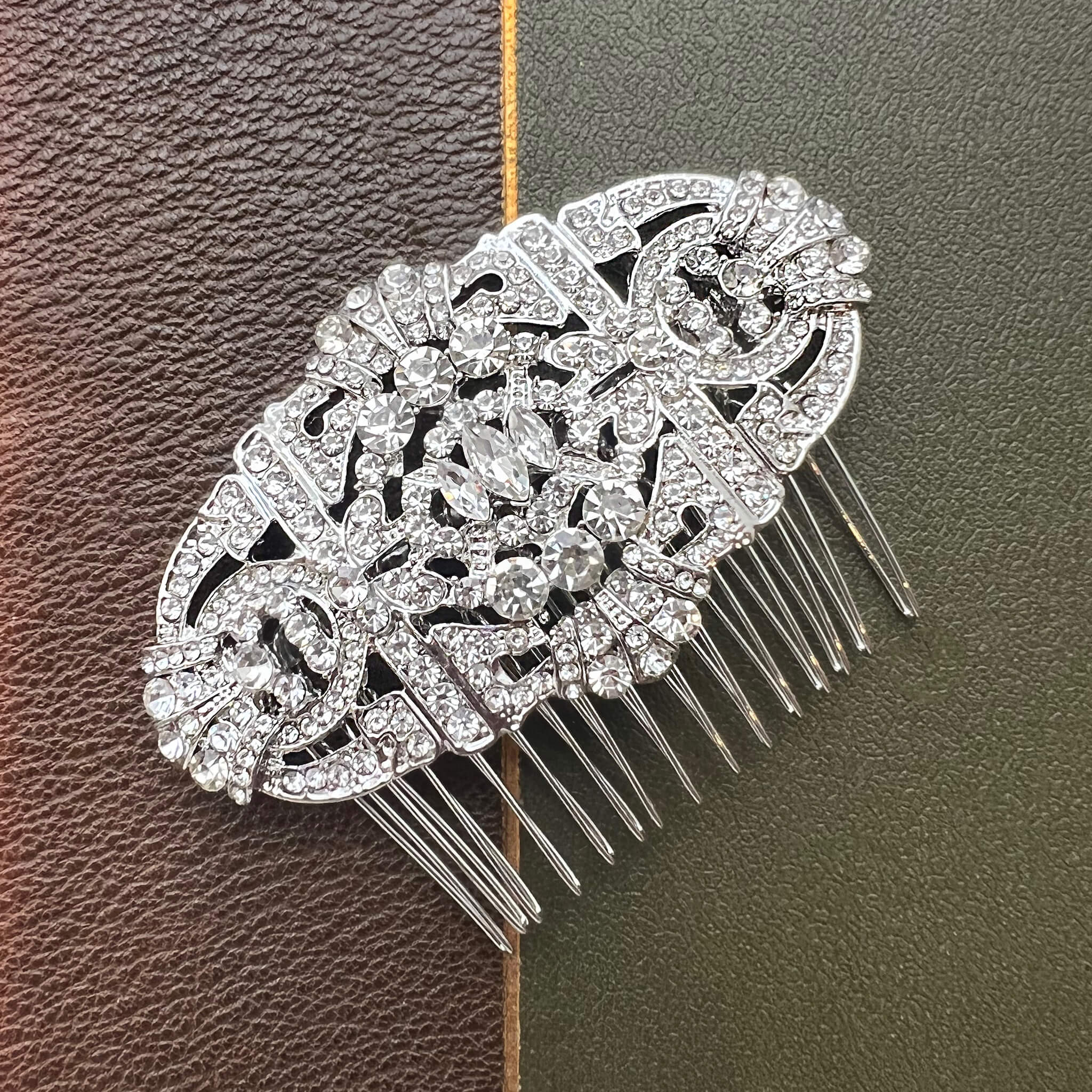 Jules Bridal - Elise, Art Deco Style Crystal Silver Comb 