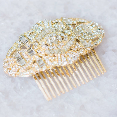 Jules Bridal - Elise, Gold Art Deco Style Comb