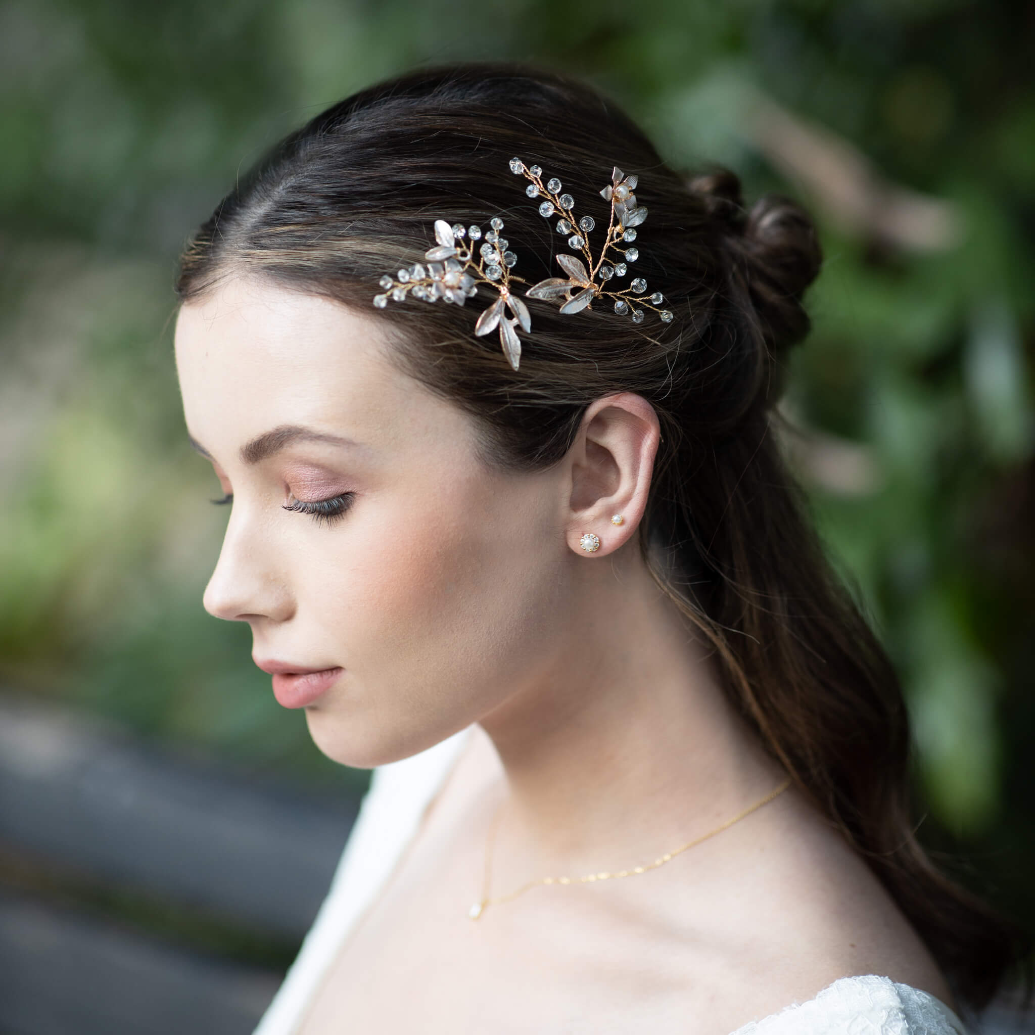 Jules Bridal - Florance, Enamel Flower Crystal Hair Pin Set