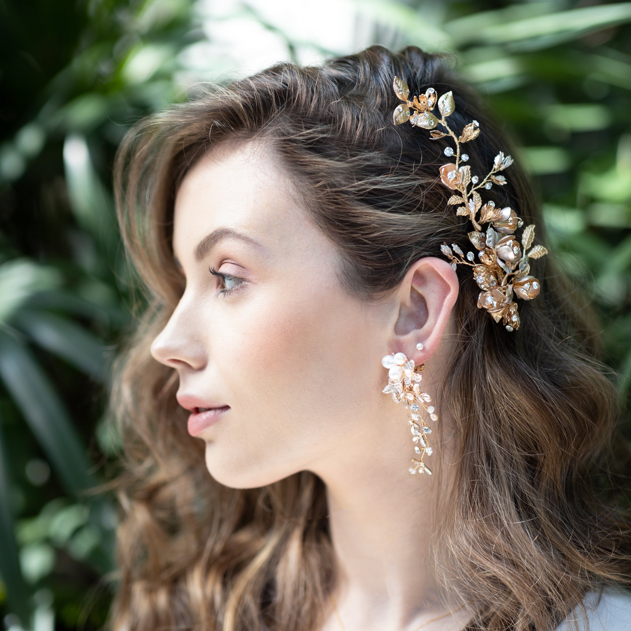 Jules Bridal - Gaia, Golden Goddess Floral Hair Clip