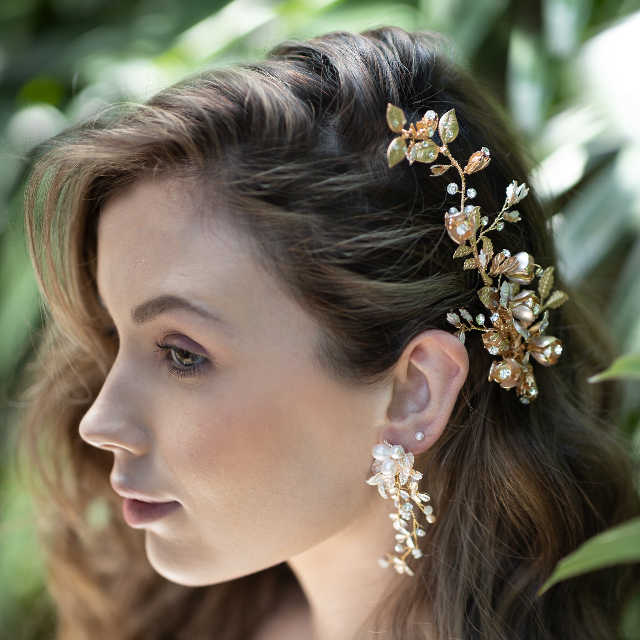 Jules Bridal - Gaia, Golden Goddess Floral Hair Clip