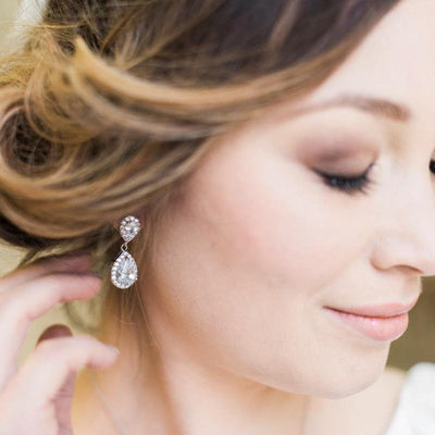 Jules Bridal - Jodie, Silver Teardrop Clip-on Earrings