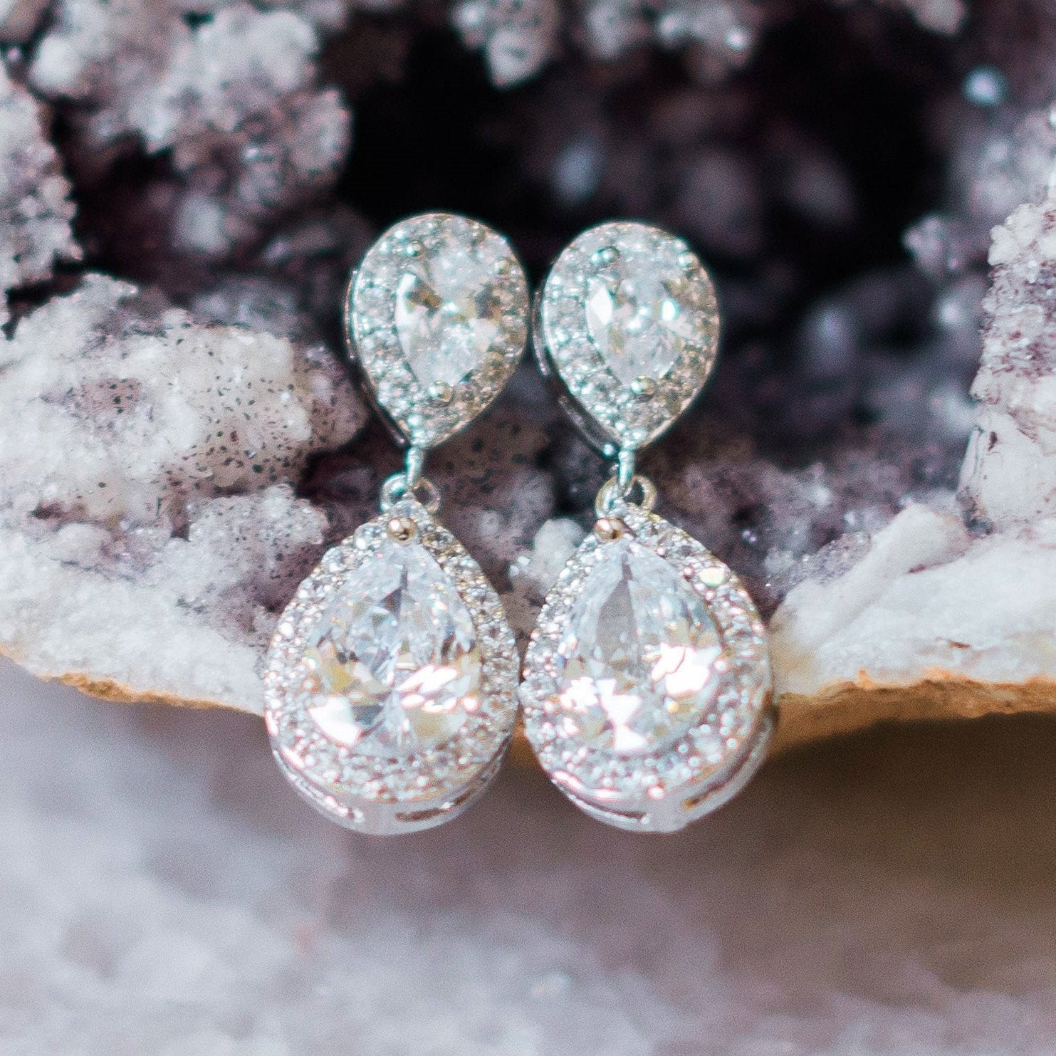 Jules Bridal - Jodie, Silver Teardrop Crystal Jewellery Set