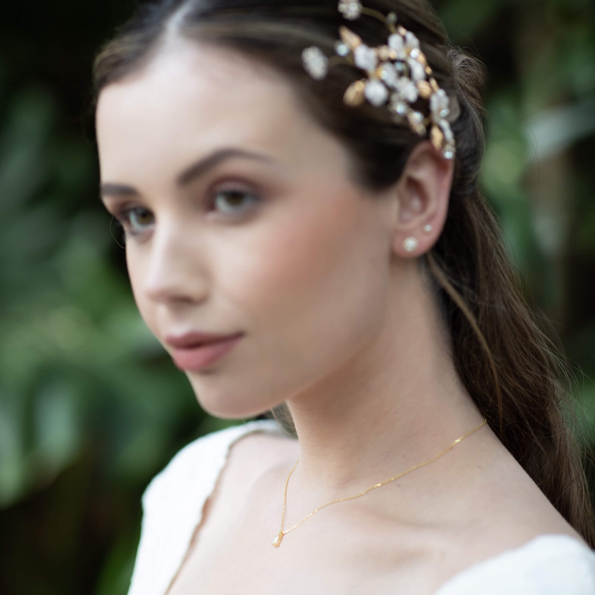 Jules Bridal - Kiara, 14k Gold Plated Crystal Necklace