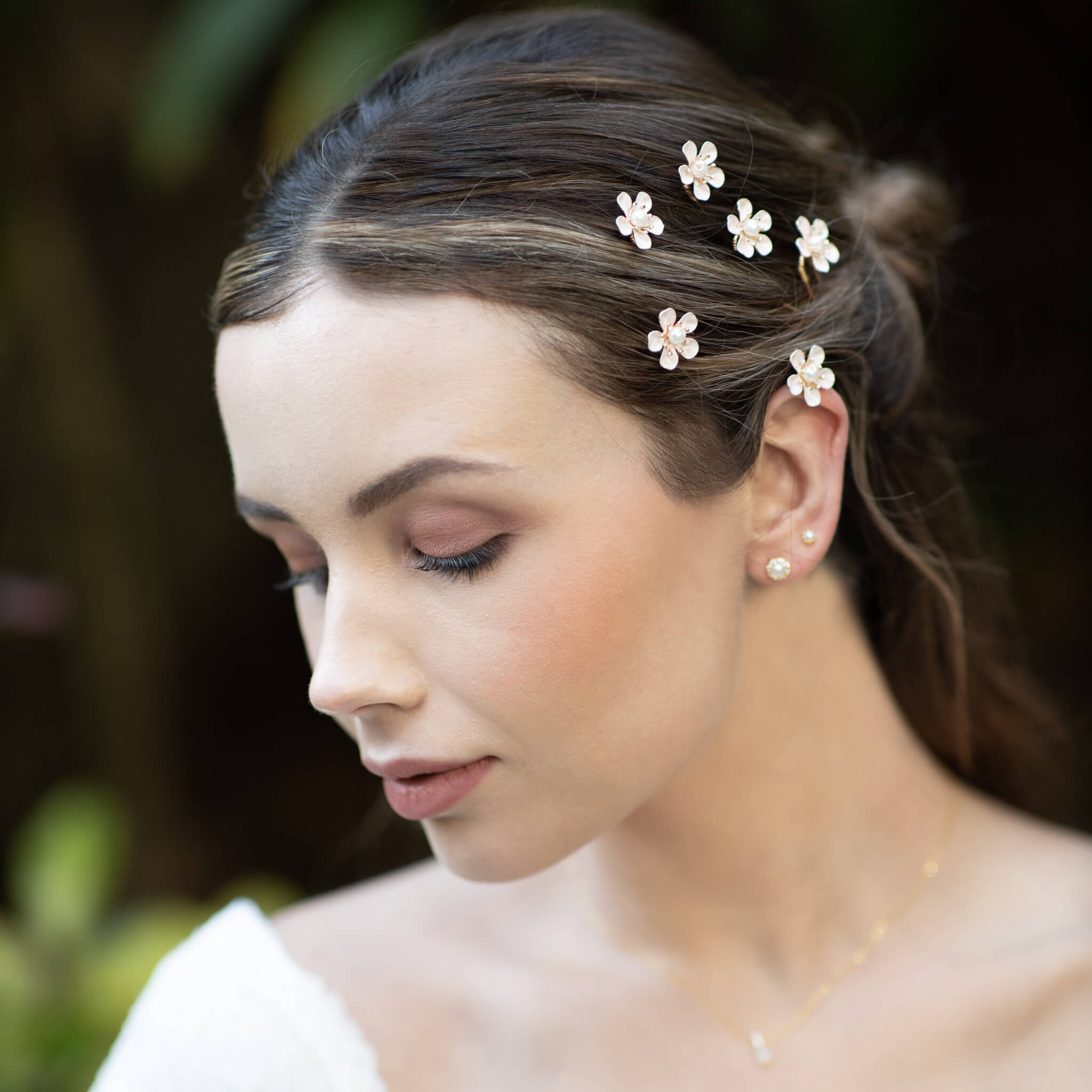 Jules Bridal - Lexine, Pearl & Enamel Floral Hair Pin Set