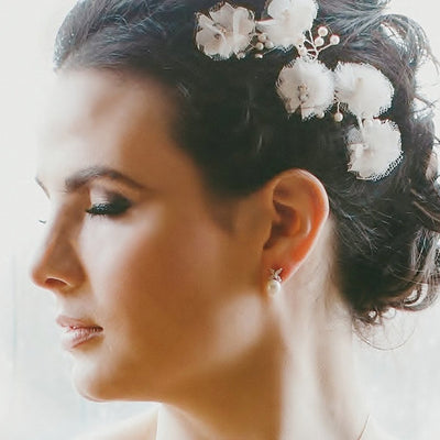 Jules Bridal - Liliane, Petal Style Pearl Earrings