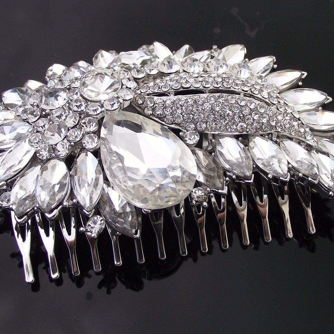 Jules Bridal - Lily, Dramatic Embellished Wedding Comb