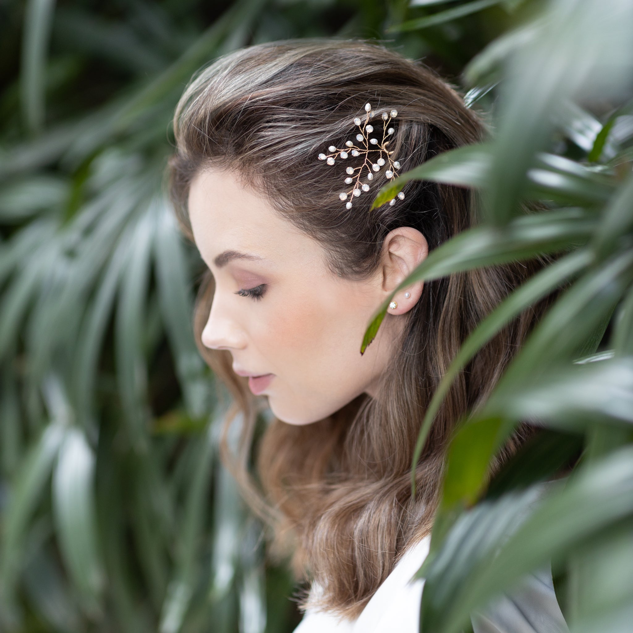 Jules Bridal - Linnea, Opal and Pearl Hair Pin in Gold
