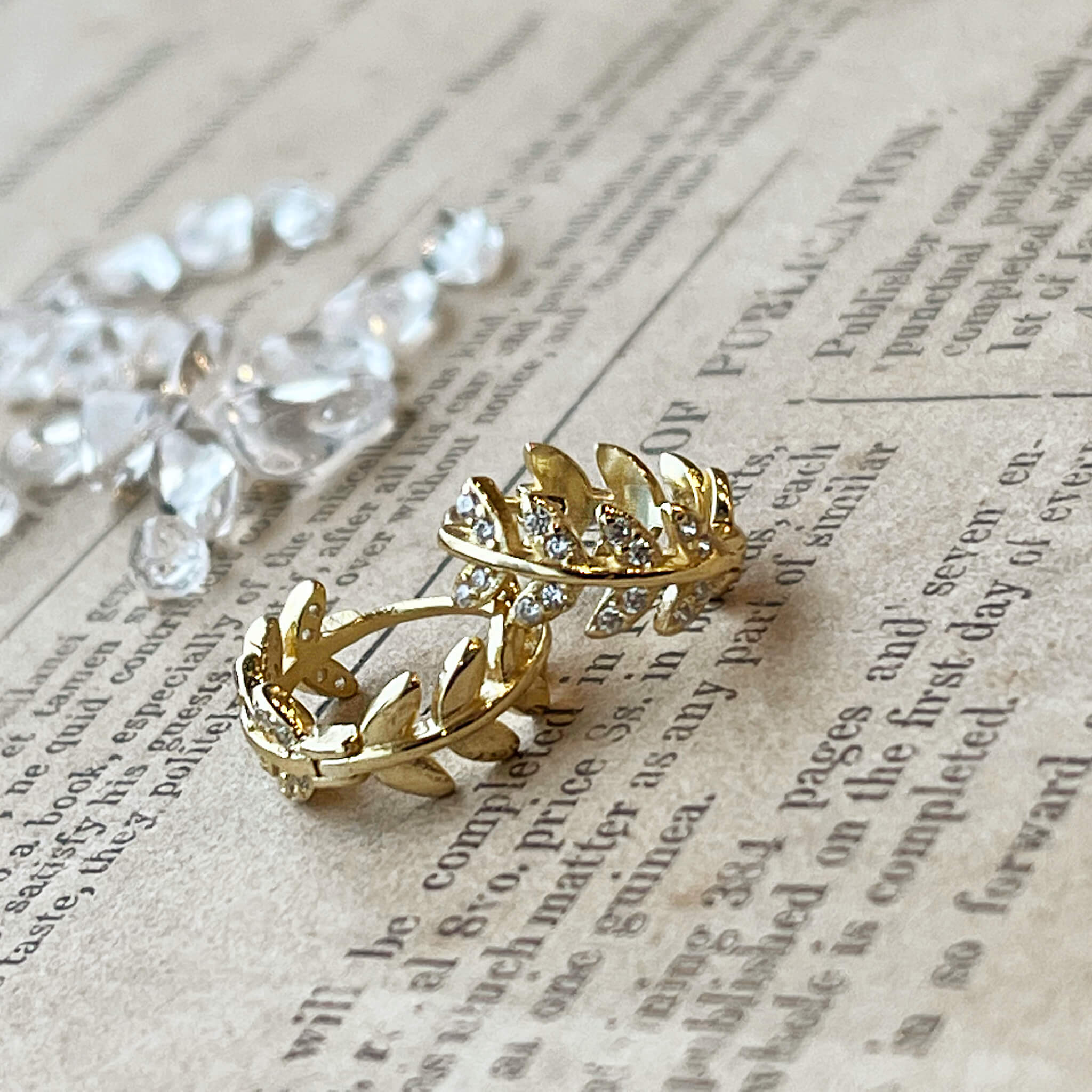 Jules Bridal - Loree, Gold Plated Crystal Hoop Earrings