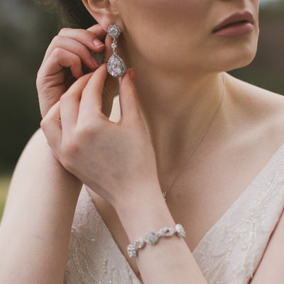 Jules Bridal - Maisy, Crystal Silver Teardrop Earrings