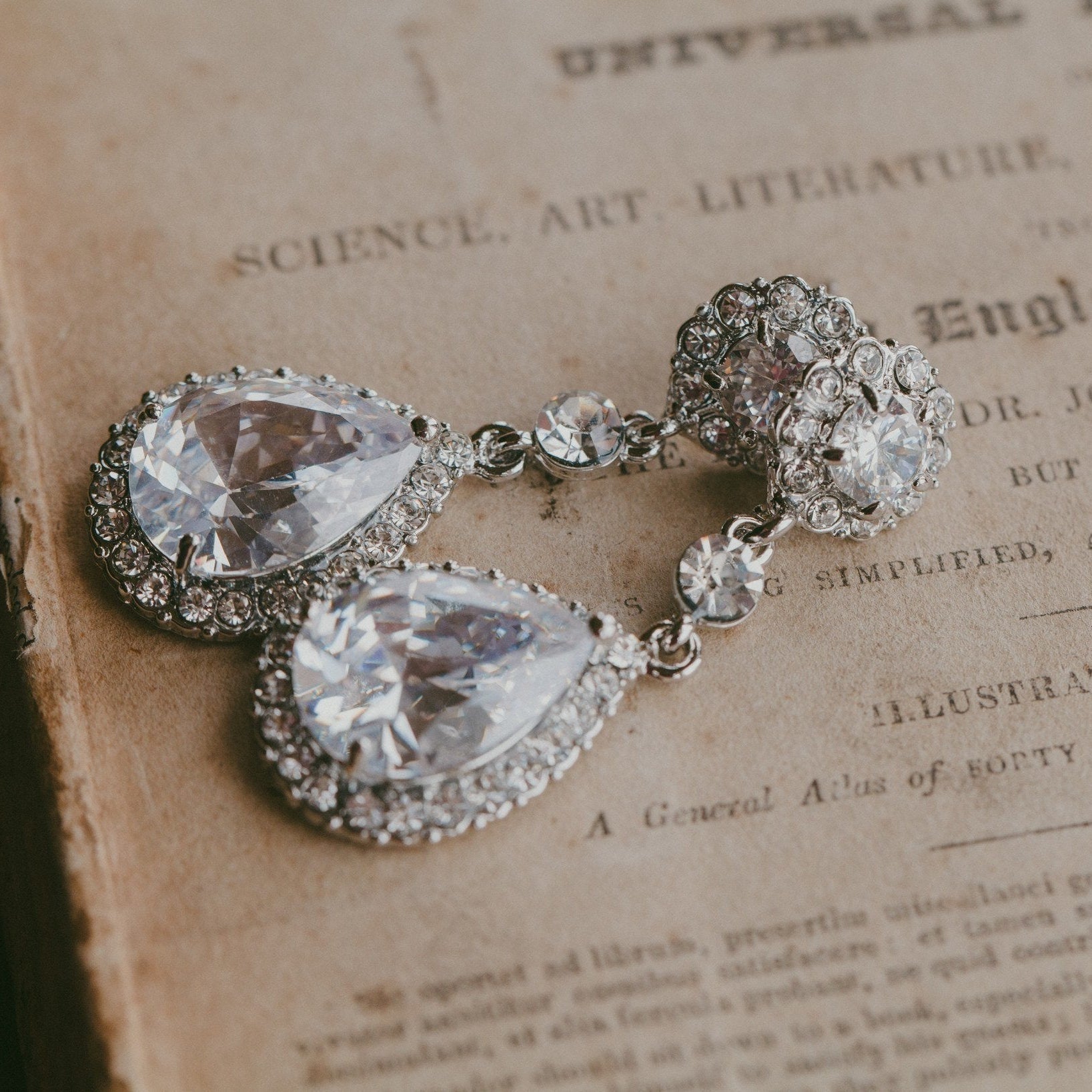 Jules Bridal - Maisy, Crystal Silver Teardrop Earrings