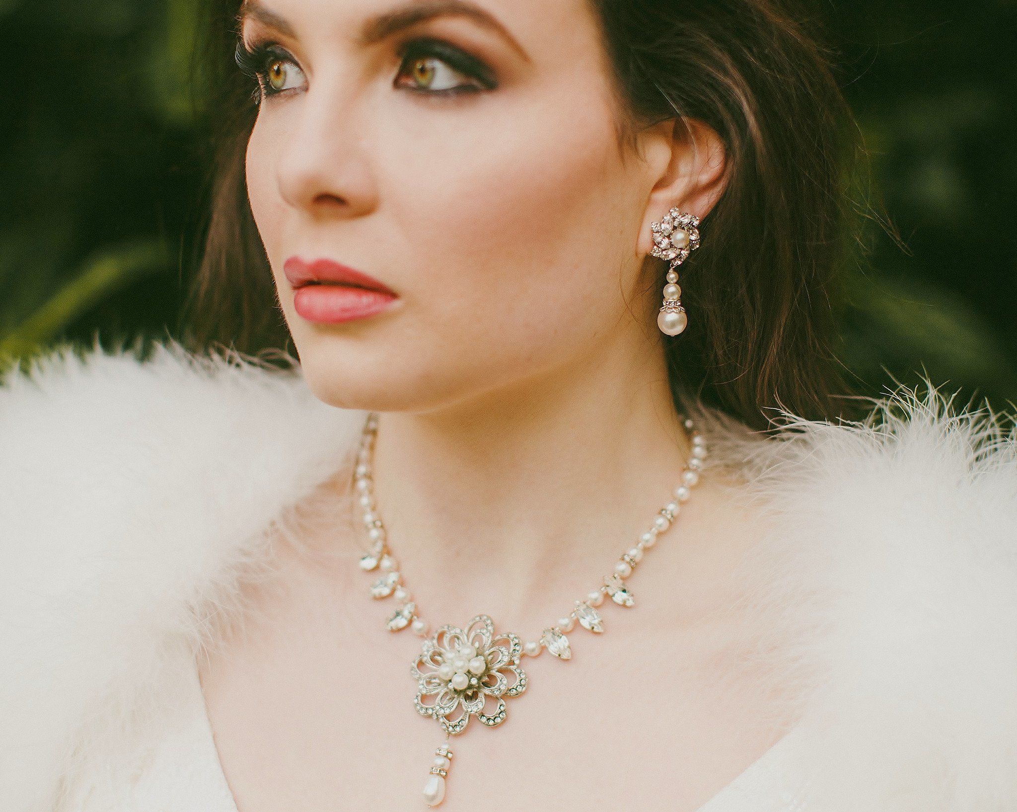Wedding Necklace - Vintage Styled Flower Necklace, Bridal Pearl Necklace, Danielle